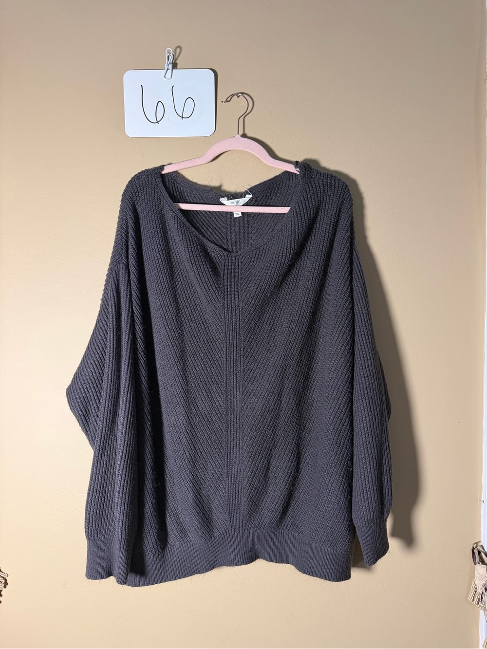 Time and Tru Charcoal Ribbed V-Neck Sweater